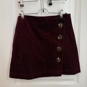 Altar'd State Corduroy Burgundy Button-Accent Mini Skirt size large